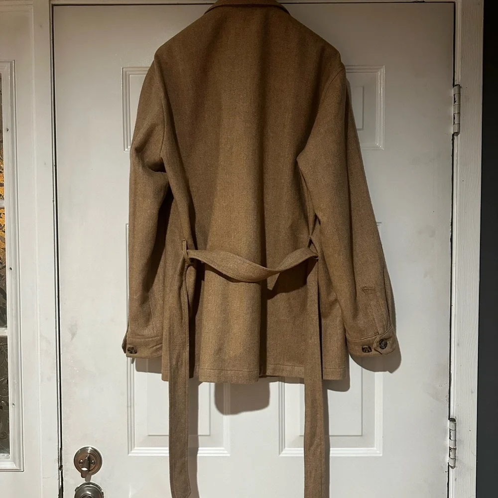 Men's Beige Belted Field Jacket - Picture 2 of 10